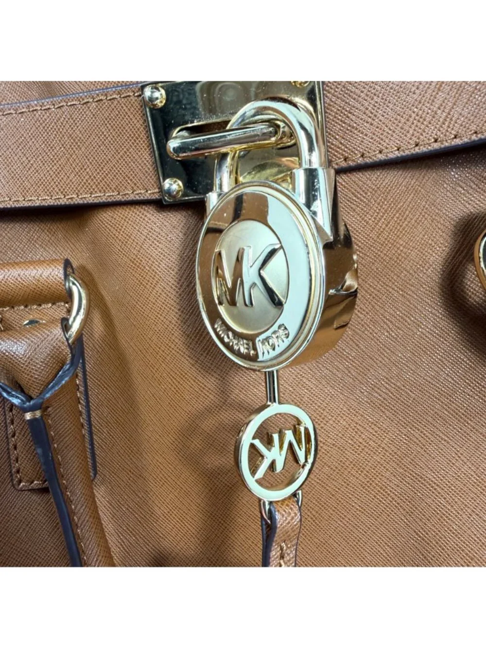 Michael Kors Hamilton Large North South Tote in Brown Saffiano Leather